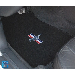 1964-73 EMBROIDERED FLOOR MATS COUPE/2+2 BLACK W/TRI BAR LOGO